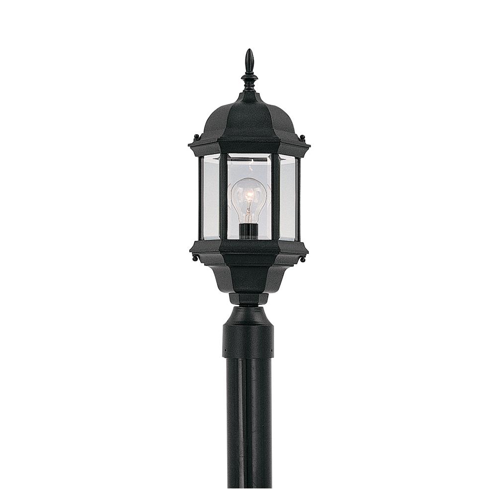 Designers Fountain 2976-BK 8 inches Cast Post Lantern in Black (Clear Glass)